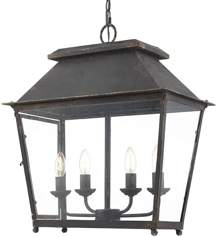 Golden Lighting 0804-4P ABI Abingdon Pendant, Antique Black Iron