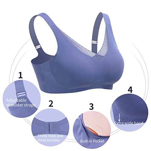 Image of Seamless Post-Surgery Bra for Women, Pocket Mastectomy Bras for Breast Prosthesis with Cotton Breast Forms Set