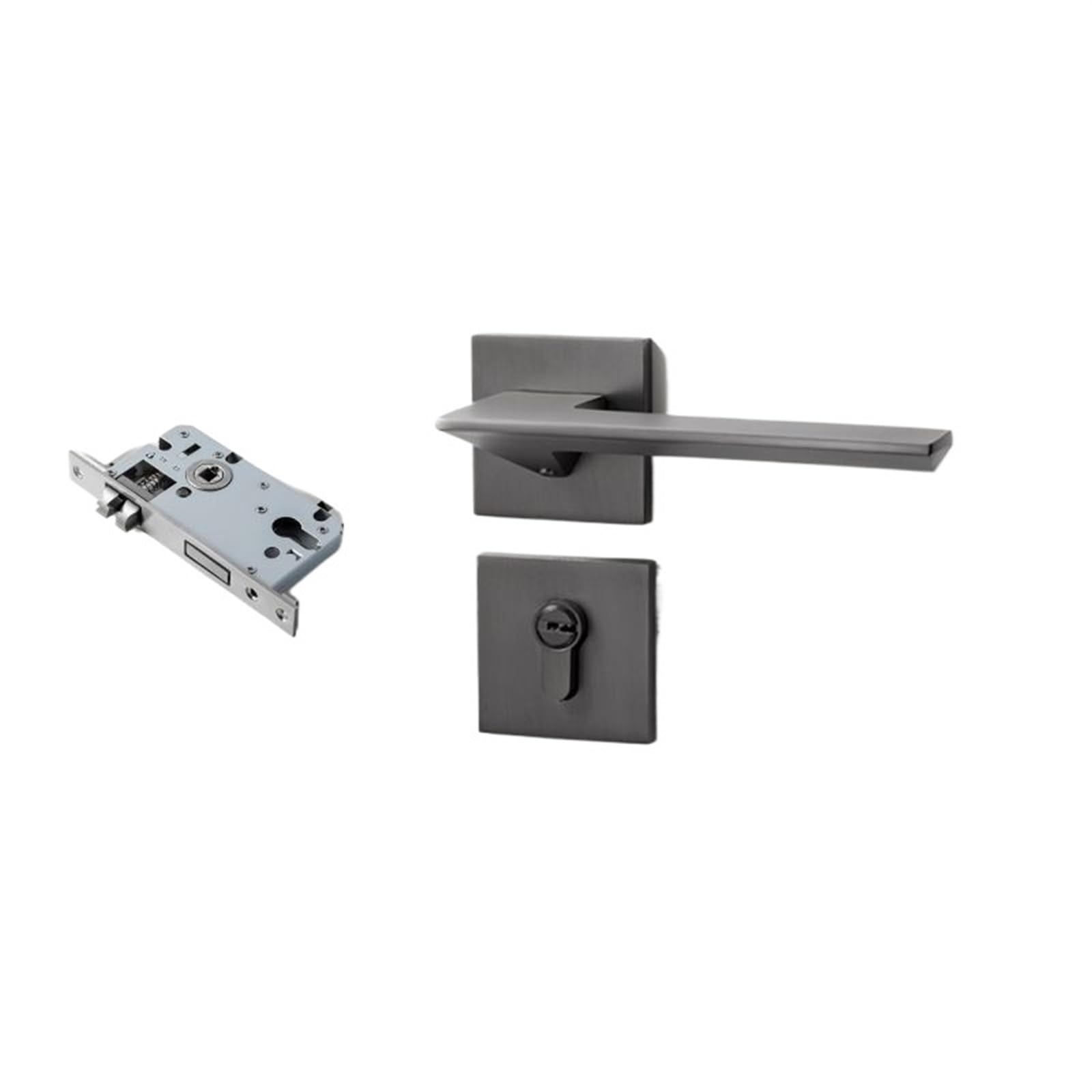 Yshiuol E Door Handles Split Handl Lock Body Set Modern Zinc Alloy Bedroom Door Silent Security With Key For Hom And Office(E)
