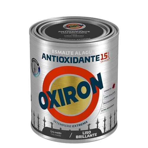 OXIRON Esmalte antioxidante al agua Liso Brillante Gris Medio 750ml