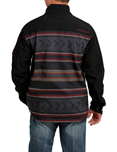 Cinch Men's Southwestern Color-Block Striped Logo Zip-Front Softshell Cc Jacket Black Xx-Large #TOP2