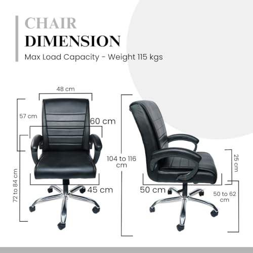 Image of activa Executive Revolving Office Chair| Ergonomic Computer Desk Chair with Cushioned Seat| Heavy Steel Base, Adjustable Height & 360 Swivel Wheel| Leatherette Office Visitor Chair (Black, Regal)