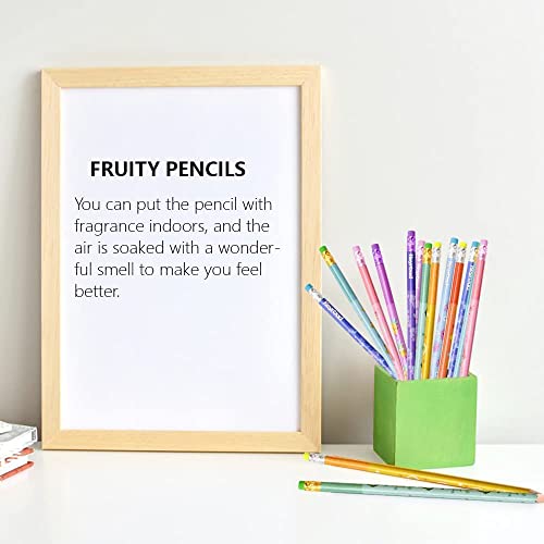 INHEMING 36Pcs Scented Pencils with Eraser HB Fruity Pencils Graphite Pencils Cylinder Wood Pencils with Fruit Elements Children's Pencils for School Stationery Party Reward Supplies