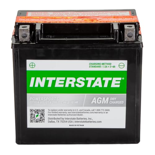 Image of Interstate Batteries YTX14-BS Powersports Battery 12V 12Ah 200CCA AGM