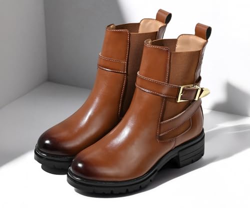 Image of LOUIS STITCH Women's High Ankle Boots| Elegant Buckle Slip-On Boots | Casual Slip-On Long Boots for Women | Casual & Formal Outings | LSLD-CLBT-LBB