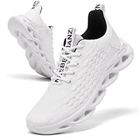 TIANZEBEN Herren Schuhe Turnschuhe Sportschuhe Laufschuhe Running Tennis Walkingschuhe Fitnessstudio Sneaker Freizeit Fashion Leichtgewichts Atmungsaktiv Weiß 43