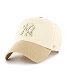 '47 New York Yankees Mens Womens Two Tone Clean Up Adjustable Strapback Natural White/Khaki Hat with Tonal Logo
