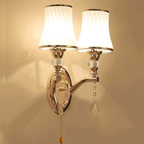 WYQSX Kristall Wandleuchte Moderne Wandlampen Wohnzimmerlampe mit Zugschalter Innen Glas Schatten Metall Gold Decor Wandstrahler Nachttischlampe für TV Hintergrund Wand Flur Schlafzimmer Cover