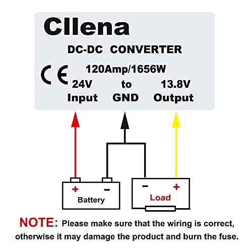 Image of DC 24V Step Down to 13.8V 120A 1656W Converter Voltage Regulator, Waterproof DC /DC Voltage Reducer Buck Transformer Power Supply for Golf Cart