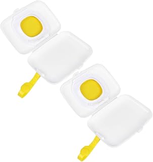 2pcs Baby Wipes Holder Box Portable PP for Stroller Desktop | Refillable Design, Compact Organizer for Small Objects, Yellow Finish, for Travel and Home Use