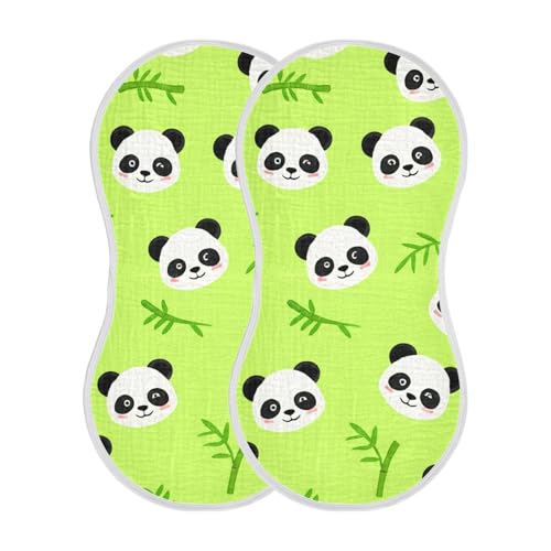 2 Pack Baby Burp Cloths, Soft Absorbent Burping Cloths for Babies, Cotton Milk Spit Up Rags, Large Size for Newborns, Baby Boys and Girls (Cute Panda Pattern)