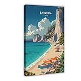 NLKQHTF Póster artístico de viaje de Cerdeña, Italia, póster de lienzo, decoración de dormitorio, paisaje, oficina, habitación, regalo, 60 x 90 cm