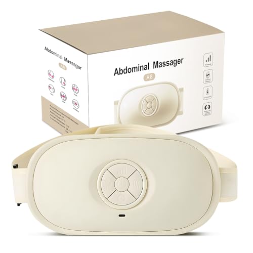 Himouta Elektrisches Bauchmassagegerät mit Wärmefunktion tragbares Abdominale Massagegerät mit Zwei Scheiben gegen Verstopfung und Regelschmerzen Verdauungshilfe für Zuhause und Büro