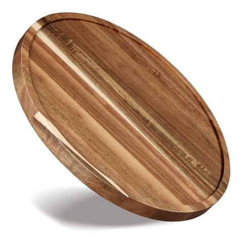KITEISCAT 10-Inch Acacia Wood Lazy Susan Organizer Turntable, Rotating Lazy Susan for Cabinet, Table Top, Pantry, Vanity Countertop, Kitchen Organization - Spice Spinner, Makeup Organizer Cover