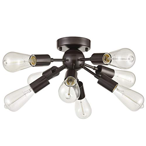 Image of Dazhuan Vintage Antique Metal 8-Light Sputnik Chandeliers Semi Flush Mount Ceiling Light Pendant Lamp Fixture with 8 Bulb Sockets