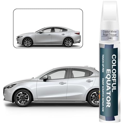 34K/41K Crystal White Pearl Tricoat Touch Up Paint for Mazda, Car Paint Pen Scratch Repair Two-In-One Touch Up Paint, Premium Car Scratch Remover for Deep Scratches Cover