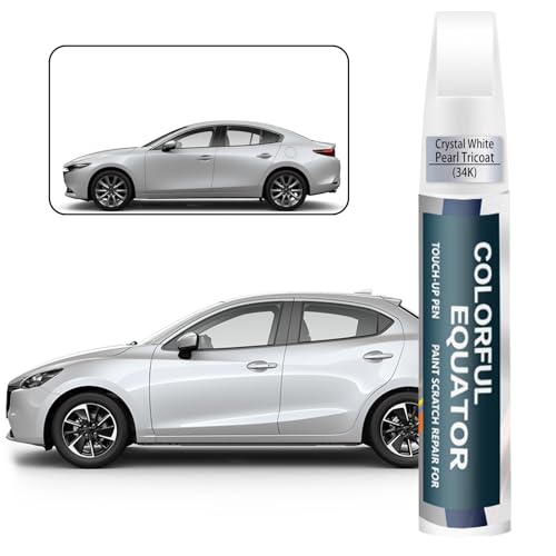 Car Touch up Paint(34K/41K Crystal White Pearl Tricoat) Compatible with Mazda, Car Paint Pen Scratch Repair Two-In-One Touch Up Paint, Premium Car Scratch Remover for Deep Scratches
