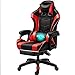 KUKU Sedia Regolabile ergonomica, Sedia da Gioco in Stile da Corsa con Altoparlante Bluetooth Integrato, Sedia da Ufficio con poggiatesta e Funzione di Massaggio a Vita,Rosso