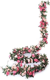 Nayels 5 Pack 41 FT Fake Rose Vine Flowers Plants Artificial Flower Hanging Rose Ivy Home Hotel Office Wedding Party Garden Craft Art Décor Pink