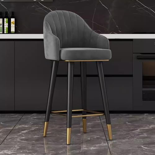 Chaise de salle à manger élégante et rembourrée en velours noir pour comptoir