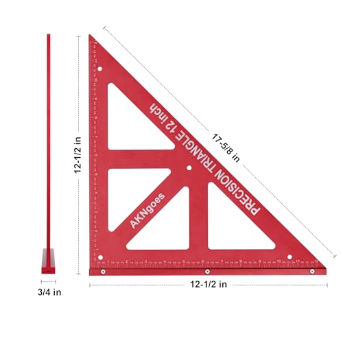 AKNgoes Precision Triangle Square 12inch, Metric & Imperial Scale Framing Square for Precise 90 and 45-Degree Measurement, Aluminum Alloy Architect Ruler for Carpenter - Image 7