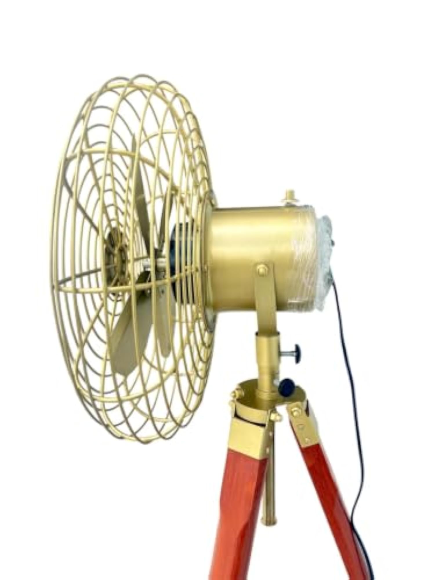 Antique Brass Tripod Floor Fan for Home Decor