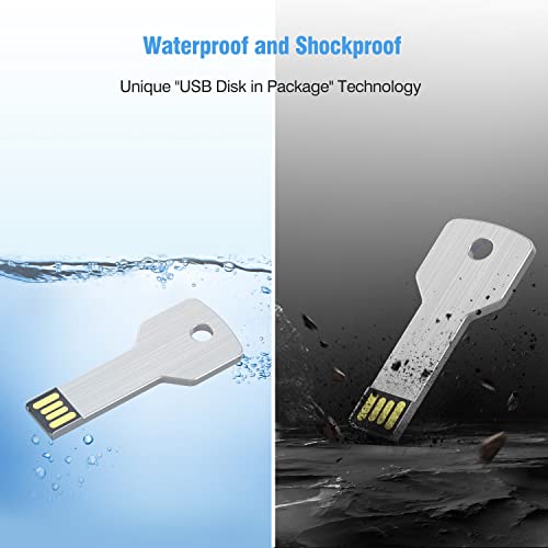 KOOTION 64GB Metal Key Design USB Flash Drive, Metal Key Shaped Memory Stick, USB 2.0 Sliver