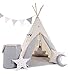 Produktbild Golden Kids Kinder Spielzelt Teepee Tipi Set für Kinder drinnen draußen Spielzeug Zelt Indianer Indianertipi Tipi mit & ohne Zubehör (mit Zubehör, Grauer Wolf)