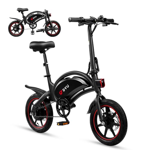 DYU D3F Vélo Électrique Pliable 14 Pouces, Vélo Électrique Portable pour Adulte Unisexe, Smart E-Bike avec Pédalage Assisté, Batterie Amovible 36V 10Ah,...