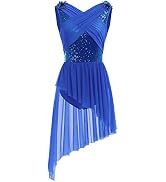 IBAKOM Women's Lyrical Dance Two Piece Sleeveless Leotard and Skirt