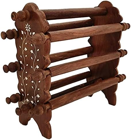 Sharvgun Handmade Women's Wooden Bangle Stand Holder With Six Bangles Holding Rods Home Office Bangle Display Organizer/Stand/Earring Holders 13.5 x 4.5 x 12 Inches