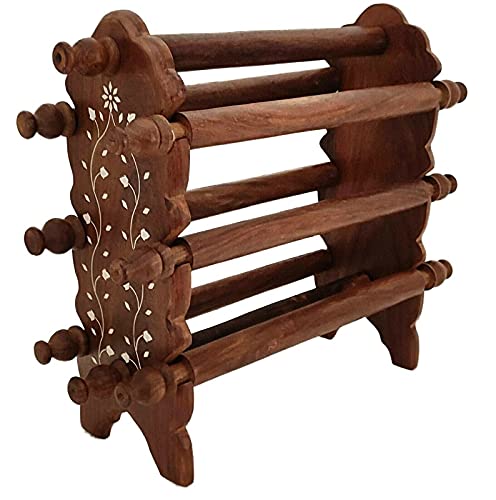 Sharvgun Handmade Women's Wooden Bangle Stand Holder With Six Bangles Holding Rods Home Office Bangle Display Organizer/Stand/Earring Holders 13.5 X 4.5 X 12 Inches #TOP2