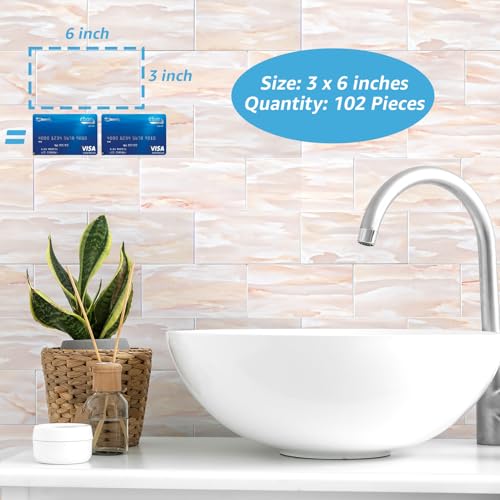 Image of Art3d 102-Pack Peel and Stick Backsplash on Subway Tile, Yellow Jasper