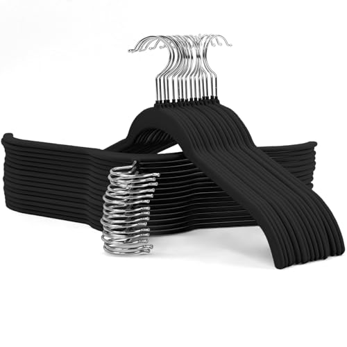 Sishynio Velvet Hangers 30 Pack, Slim Flocked Clothes Hangers Black by Sishynio - Used condition - US$20.92