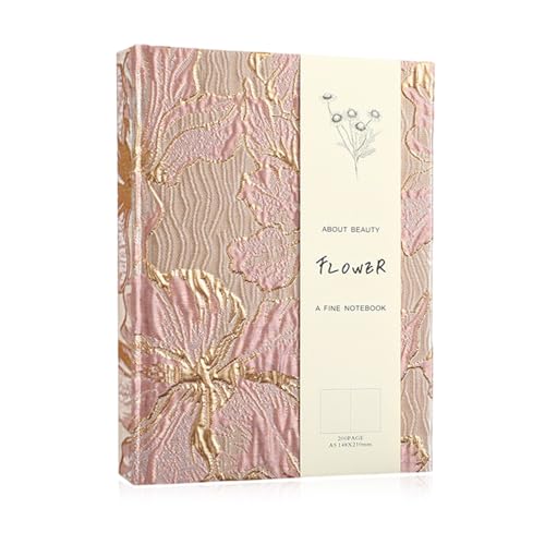 CZXCV Floral Journal A5 Hardcover Lined Notebook with Lay Flat Binding Pretty Pink Blue Lily Flower Design Personalised Writing Journals Notebook Taking Gift Idea for Women (Pink)