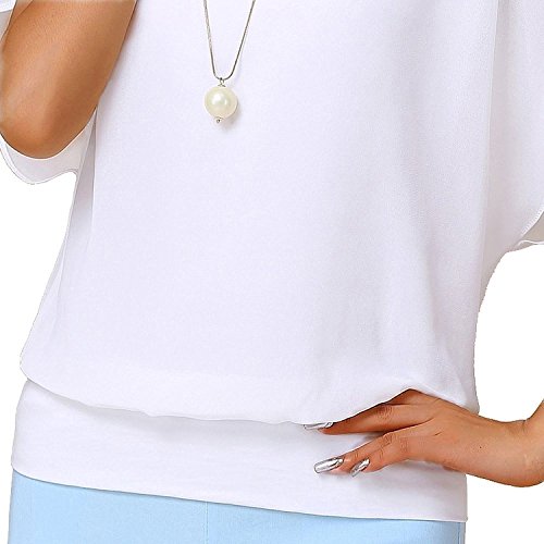 Viishow Women's Loose Casual Short Sleeve Chiffon Top T-Shirt Blouse White Xl #TOP2