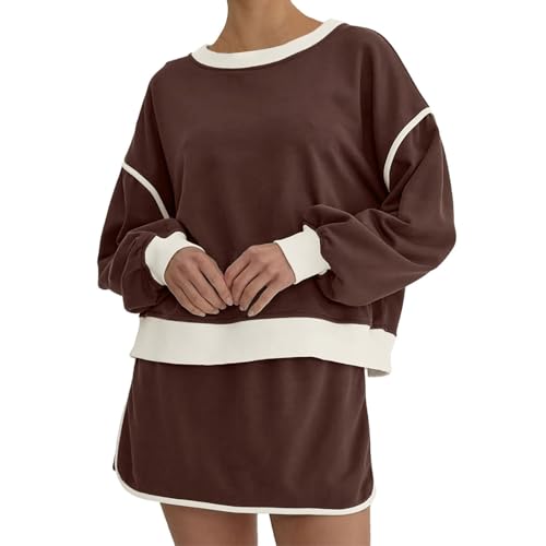Survêtement décontracté 2 pièces pour femme avec sweat et jupe-short