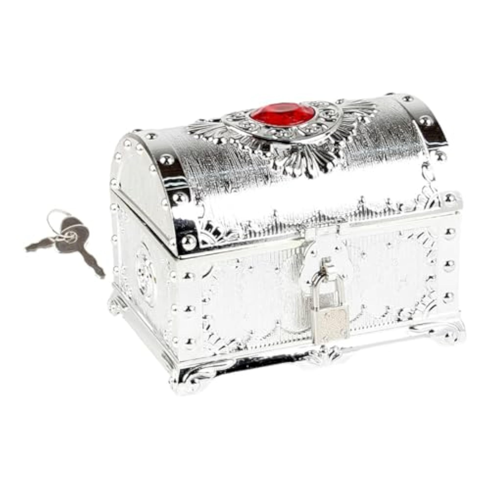 Pirate Treasure Chest Storage Box for Kids, Silver Decoration Props
