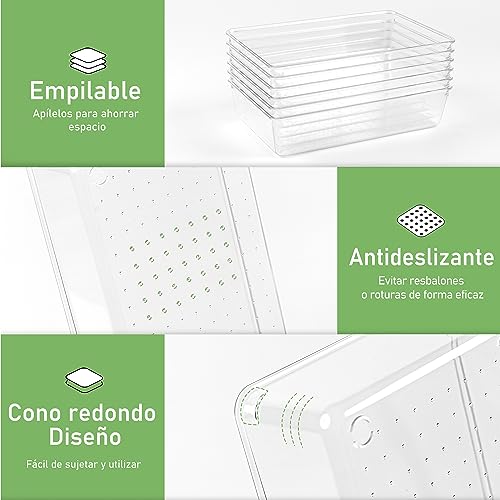 Miniatura 4 de Giklux 6 Piezas Organizador Cajones Cocina Baño Transparente,Organizadores De Cajones Plastico Grande,Organizador Cajon Escritorio Para Cubiertos,Maquillaje,Tocador,Armario,Joyas Bandejas De Cajones