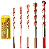 Glasbohrer Fliesenbohrer Set, 5 Stück Triangel Legierung Bohrer Sets Mehrzweck Bohrer-Set Fliesenschneider für Fliesen, Keramik, Beton, Glas, Kunststoff und Holz(6/6/8/10/12 mm)