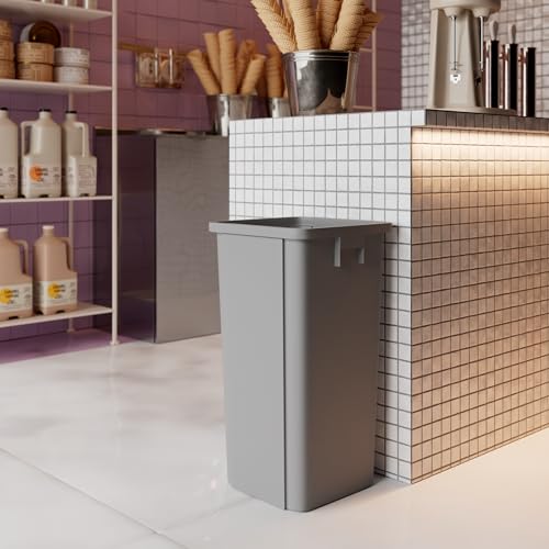 Image of 23 Gallon Gray Square Commercial Trash Garbage Can | Outdoor Office Restaurant School Kitchen
