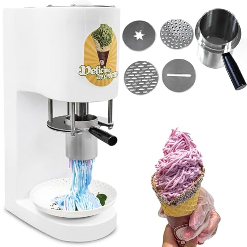 HNBYLMM Elektrische Eismaschine - Kommerzielle Spaghetti-Eismaschine, Eismaschine, Spaghetti-Gelato-Maschine mit 4 Formen, Fruit Softeismaschine für Eisdielen und Dessertläden