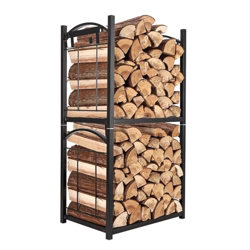 SXHYSL Soporte De Almacenamiento De Leña para Chimenea De Metal, Soporte Apilador De Leña De Gran Capacidad para Chimenea, Contenedor Apilable De Leña Doble para Patio, Porche O G,
