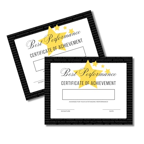 Best Performance Award Certificate of Achievement 30pk 8.5x11” Dance Recital Contest Music Entertainment Outstanding Star Top Lessons End of Year