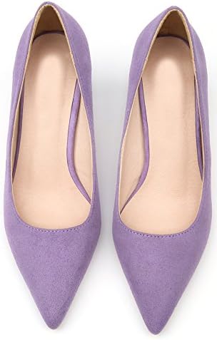 BIGTREE Women High Heels Suede Elegant Pointed Toe Shoes Purple Dress Pumps 10 B(M) US | Image 3