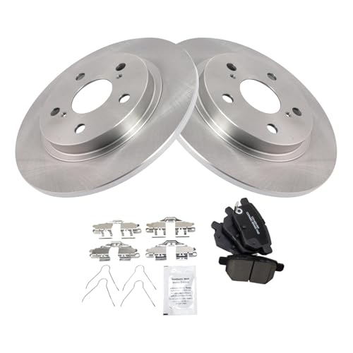Image of TRQ Rear Brake Pad and Rotor Set Ceramic Compatible with 2016 Scion iM 2008-2015 xB 2017-2018 Toyota Corolla iM 2009-2013 Matrix
