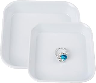 2 Pieces Plastic Square Jewelry Dish Ring Tray Cosmetics Holder Towel Tray Candle Holder Jewelry Tray for Ring, Earrings, Necklace