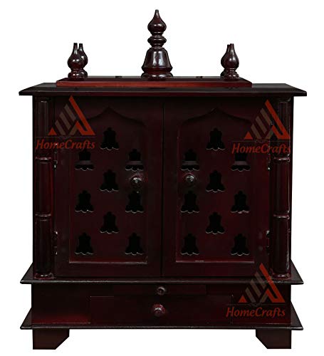 Templo de madera pintado a mano de estilo rajasthani mediano con puertas 3
