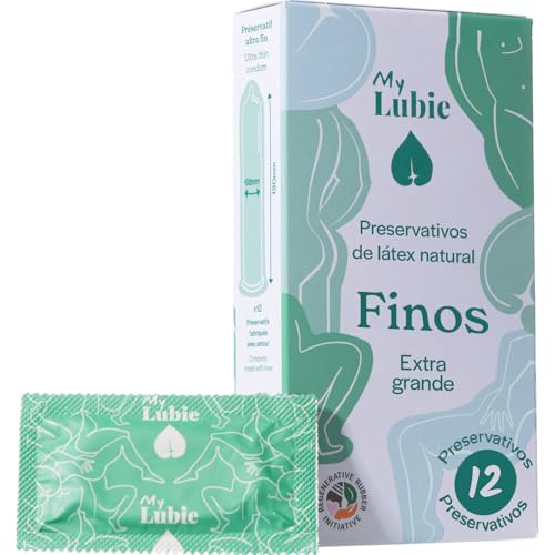MY LUBIE - 12 Preservativos Ultra Finos - Lubricados, Veganos, Comercio Justo y Saludables - Preservativos XXL 60mm - Sensación Natural y Resistentes