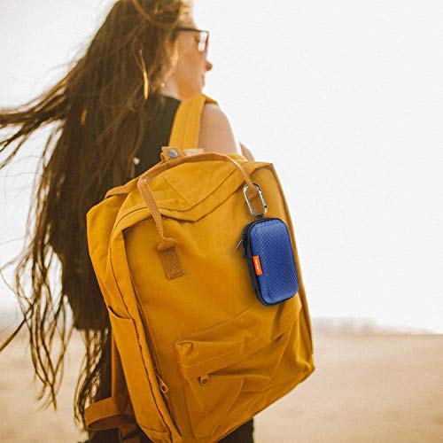 Glcon Earbud Carrying Case - Rectangle Shape Small Hard Eva Case, Mesh Inner Pocket, Durable Exterior - Lightweight Portable Universal Zipper Storage Bag For Wired Bluetooth Headset, Charger - Blue #TOP5